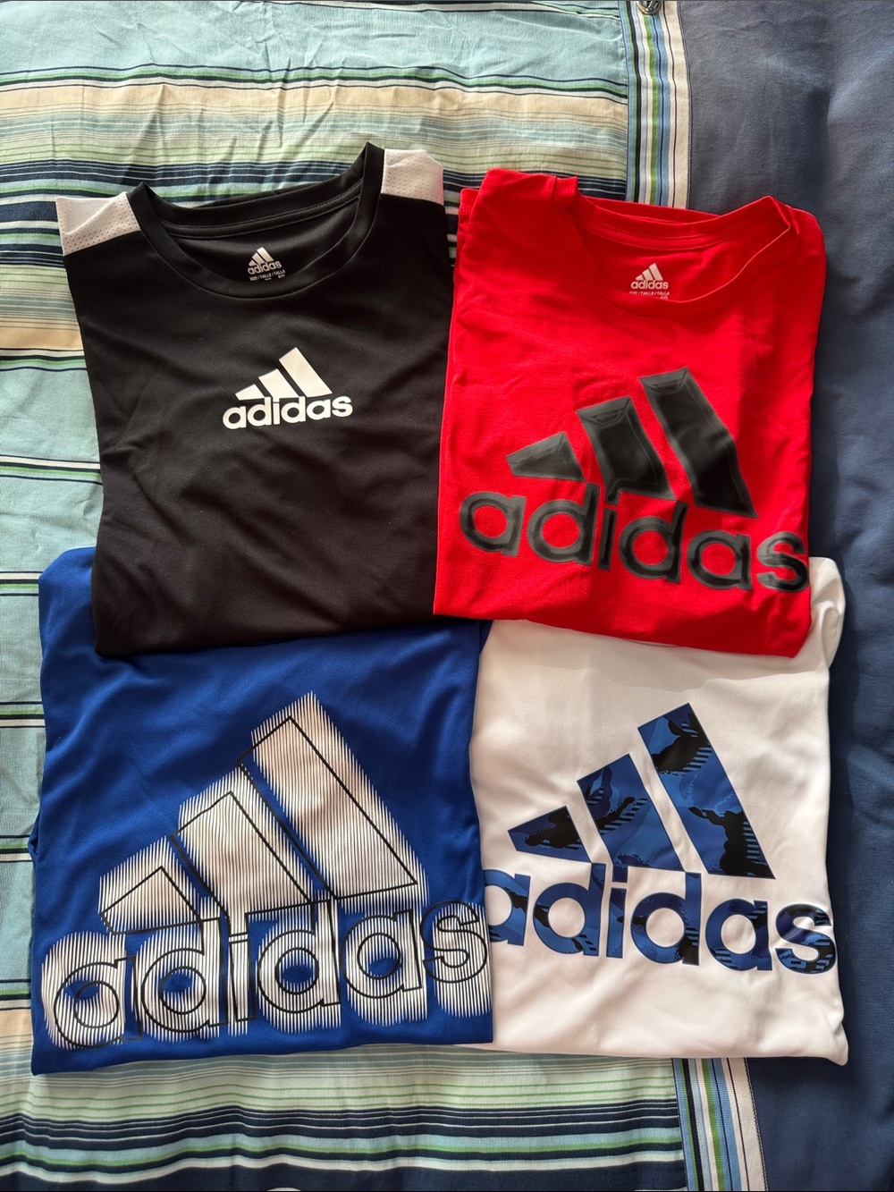 adidas Black, Red, Blue & White Logo Tee Set of 4